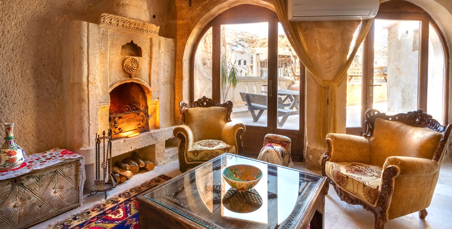 Roman King Suite Fireplace